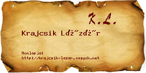 Krajcsik Lázár névjegykártya